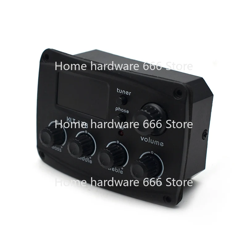KLT-17B الغيتار الصوتي EQ Preamp 70*48 مللي متر مع موالف المعالجة الرقمية 4 الفرقة EQ التعادل مع موالف الغيتار لاقط
