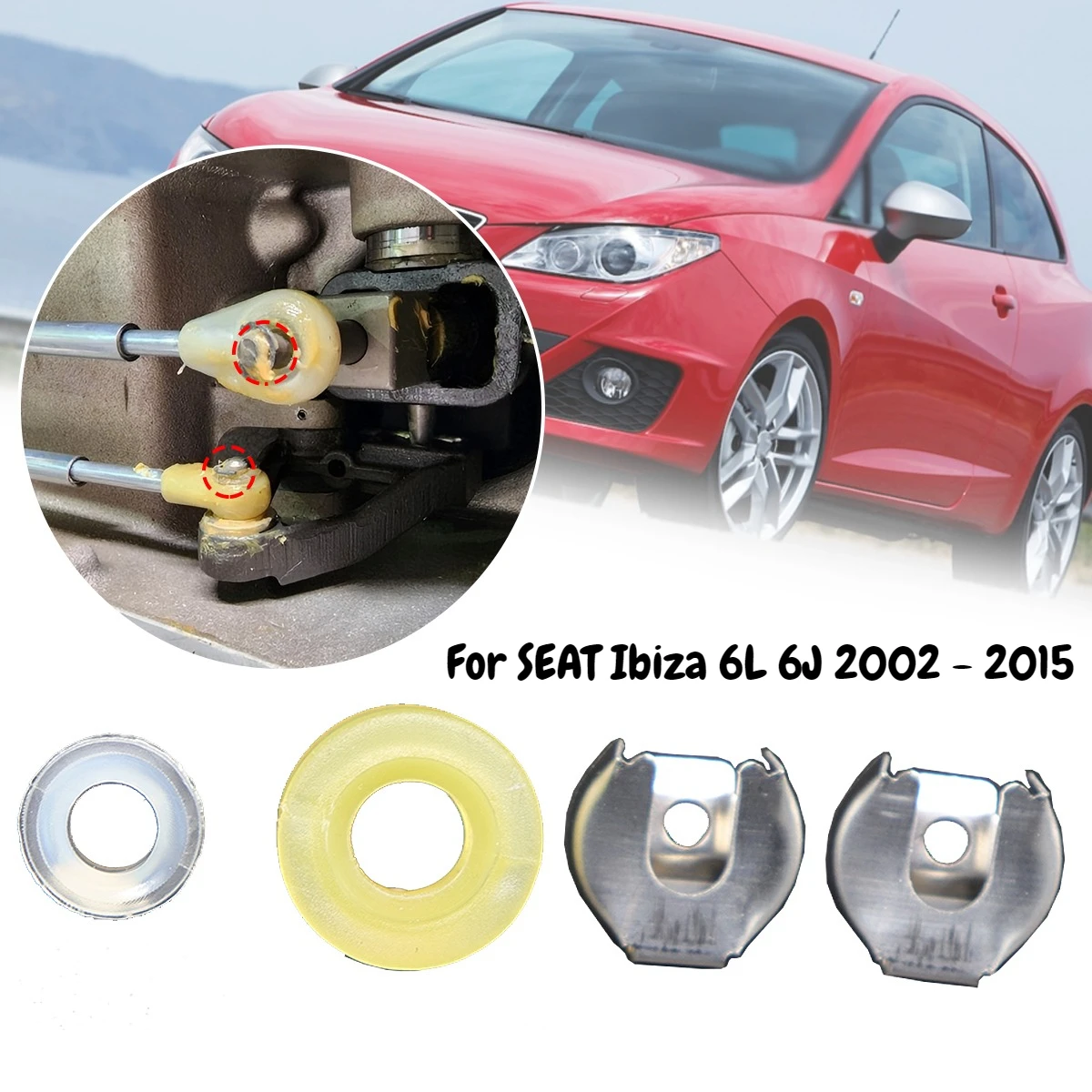 4Pcs MT Gearshift Cable Gearbox Control Bushing Lock Washer Gear Shifter Selector Lever Linkage End For SEAT Ibiza 6L 6J 2002-15