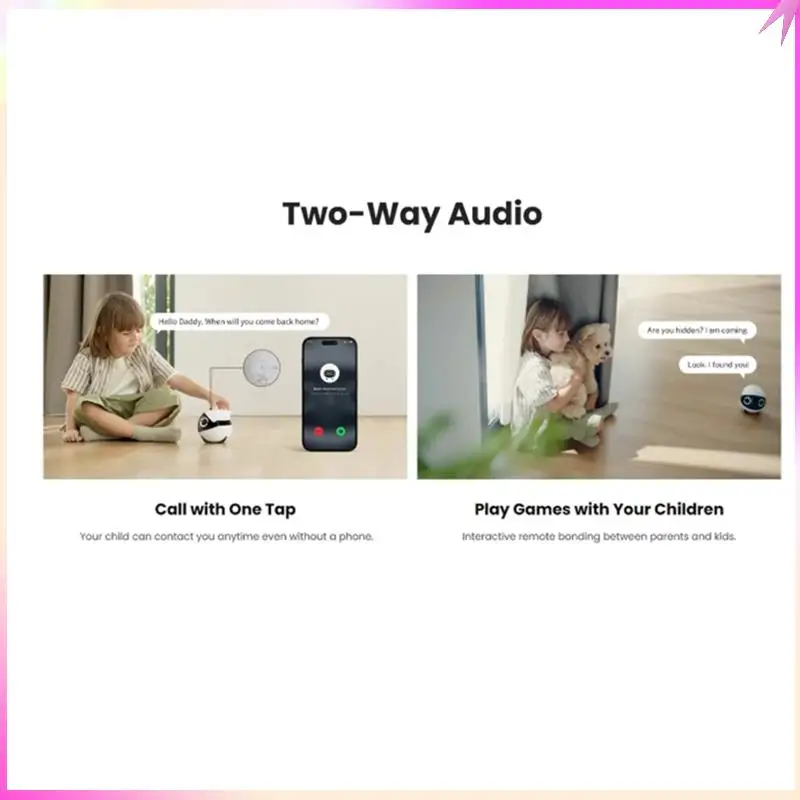 B68C Mini Pet Companion Robot 2K Camera Intelligent Wireless Remote Monitoring Robot For Dog Cat Baby