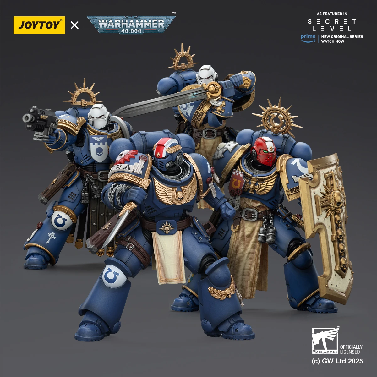 

JOYTOY Warhammer 40K 1/18 Scale Ultramarines Titus Metaurus Levantus Torvald Figurine Model Movable Joint Collection Toys