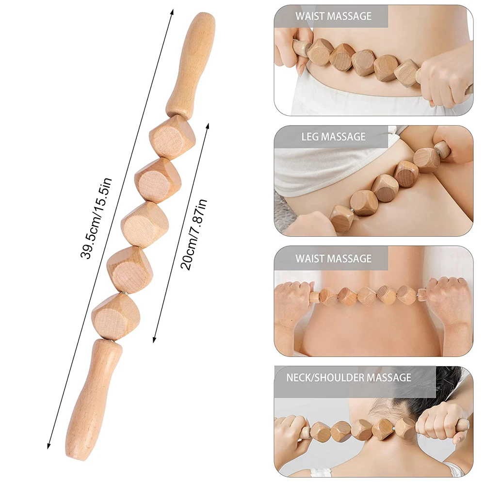 1 PC Wooden Muscle Roller Stick Wood Therapy Massage Tool Fascia Blaster Cellulite Massager for Maderotherapy,Lymphatic Drainage