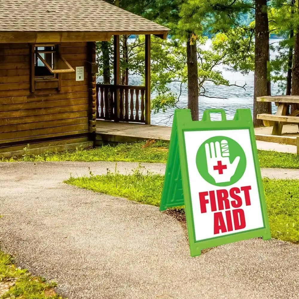 A-Frame Sidewalk Curb Sign Portable Folding Double-Sided Display with Quick-Change System