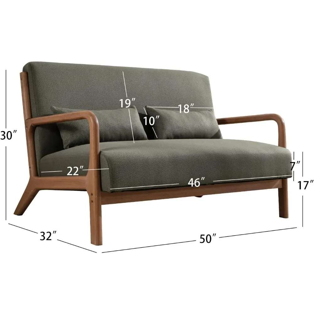 Love seat Sofa 2 Seat Mid Century Modern Accent Chair, Uplostered 2 Person Couch Loveseat for Small Place Bedroom