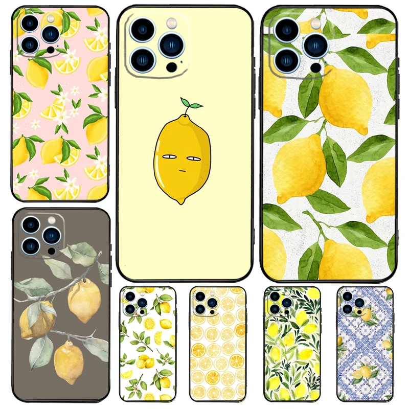 Lemon Fruit Case For iPhone 15 16 14 13 12 11 Pro Max Plus X XR XS 12 13 Mini Cover Accessories