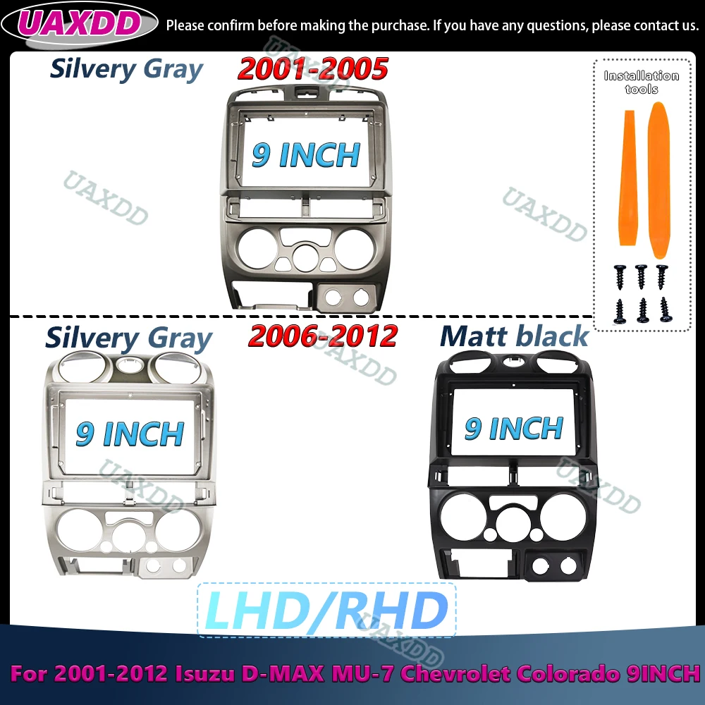 FOR 2001-2012 ISUZU D MAX/ MU-7/ CHEVROLET COLORADO Autoradio Fascia 9 inch Stereo Dashboard Panel Kit Frame Android 2 Din Car
