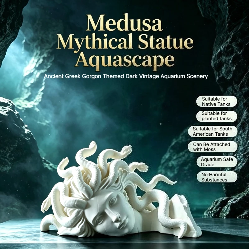 Medusa Gorgon Deko Aquarium Höhle Garnelenhaus Zuchthaus Beobachtungsunterstand Fischbecken Landschaftsdekoration Aquarien-Zierdekoration – Detail 4