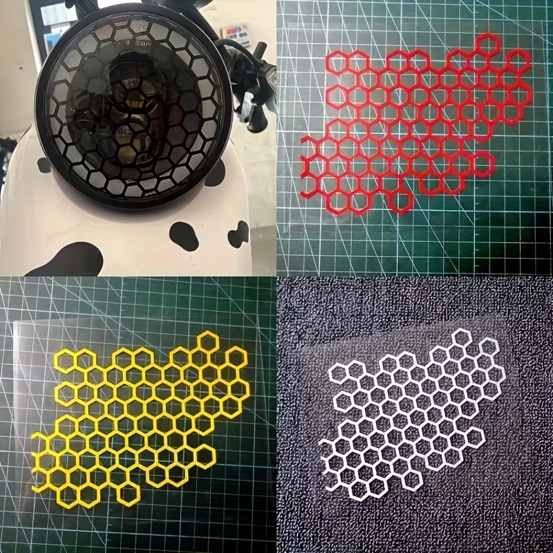 15.4x12.2CM Plaster miodu Otwarty styl Naklejki samochodowe Motocykl elektryczny Fajne zmodyfikowane światła tylne Naklejki Naklejki samochodowe w kształcie siatki