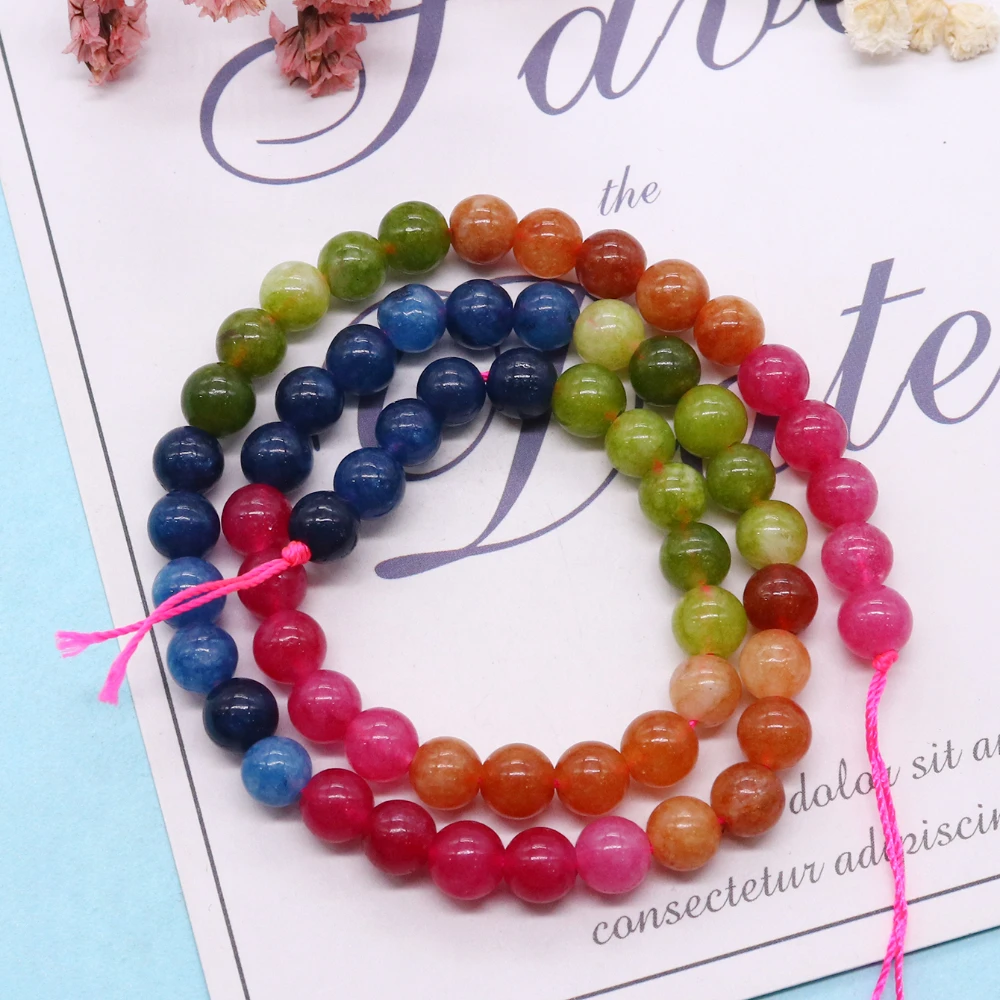 Natural Stone Agate Round Colorful Loose Beads 6/8/10 Mm for Jewelry Making DIY Bracelet Necklace Gemstone Jewelry Accessories