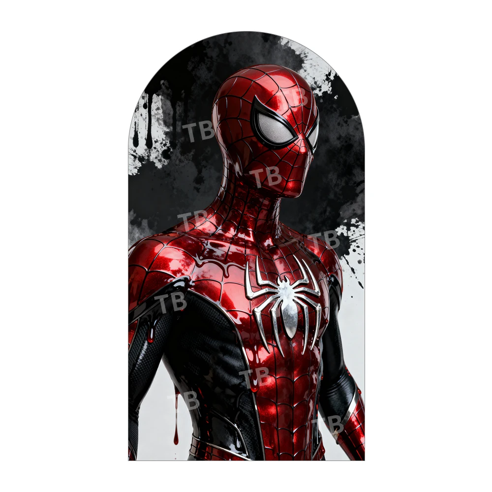 Sfondo in Stile Fumetto di Spider-Man, Copertina Artistica per Feste di Compleanno per Bambini, Decorazione per Photo Booth a Tema Cartone Animato