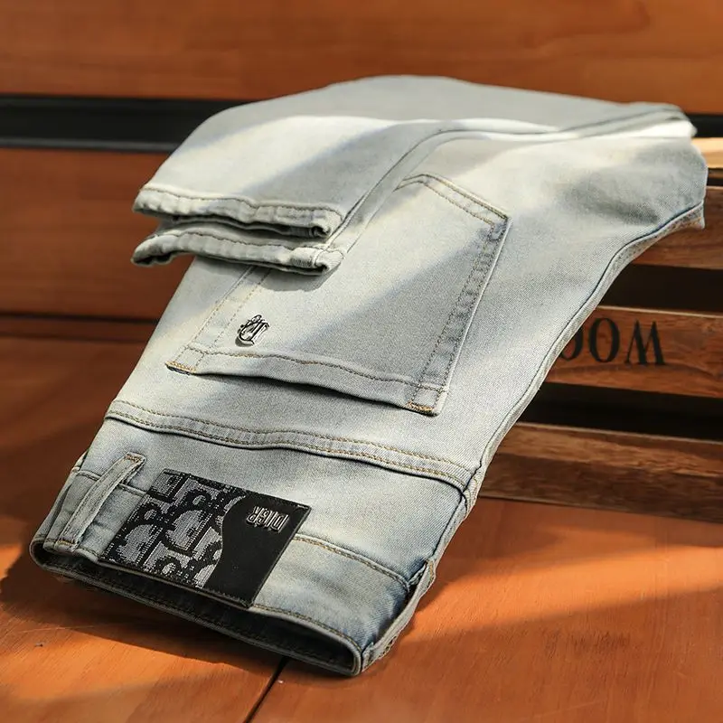 New Stretch Business Casual Jeans Autumn Winter Men's Classic Slim Trousers Black Blue Straight Male Y2K Denim Pants Large Size