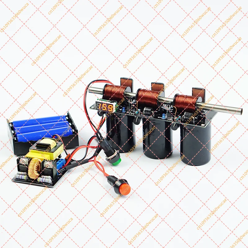 High-Voltage Multi-Stage Electromagnetic Coilgun Kit, Integrated DIY Launcher Module