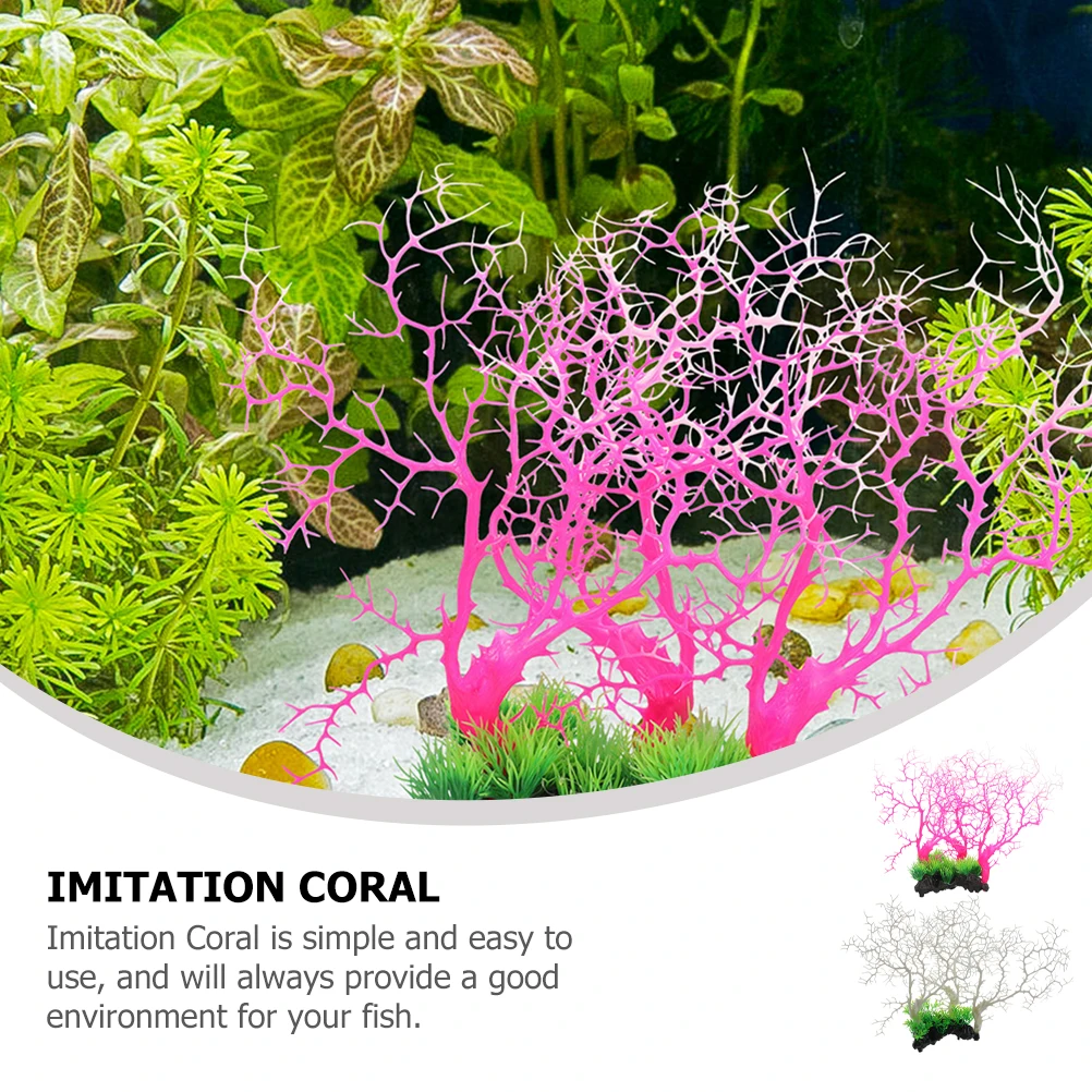 

2 Pcs Coral Tree Decoration White Red Plastic Aquarium Fish Tank Coral Reef Underwater Plant L scaping Fake nament