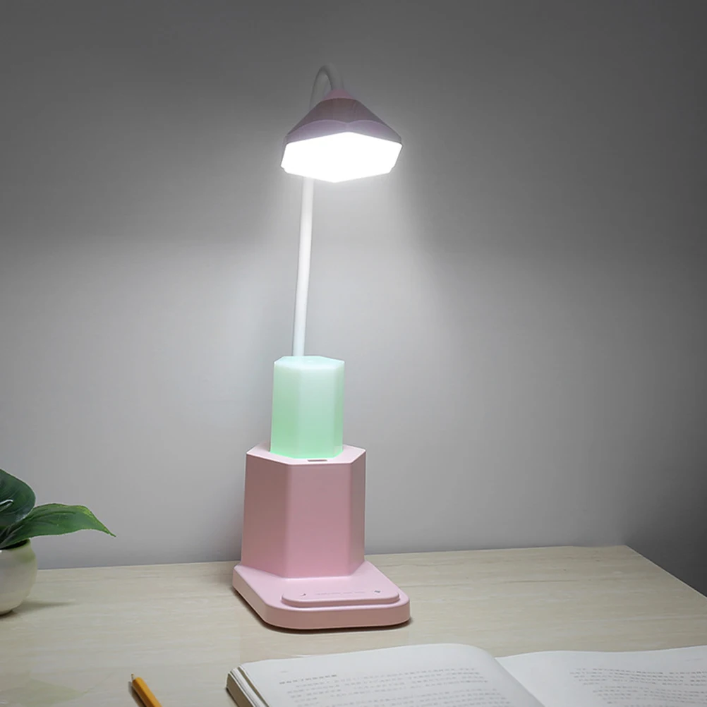 1PC Touch Tisch Lampe USB Lade Augenschutz Lernen Lampe Stift Container LED Desktop Lampe (Rosa)