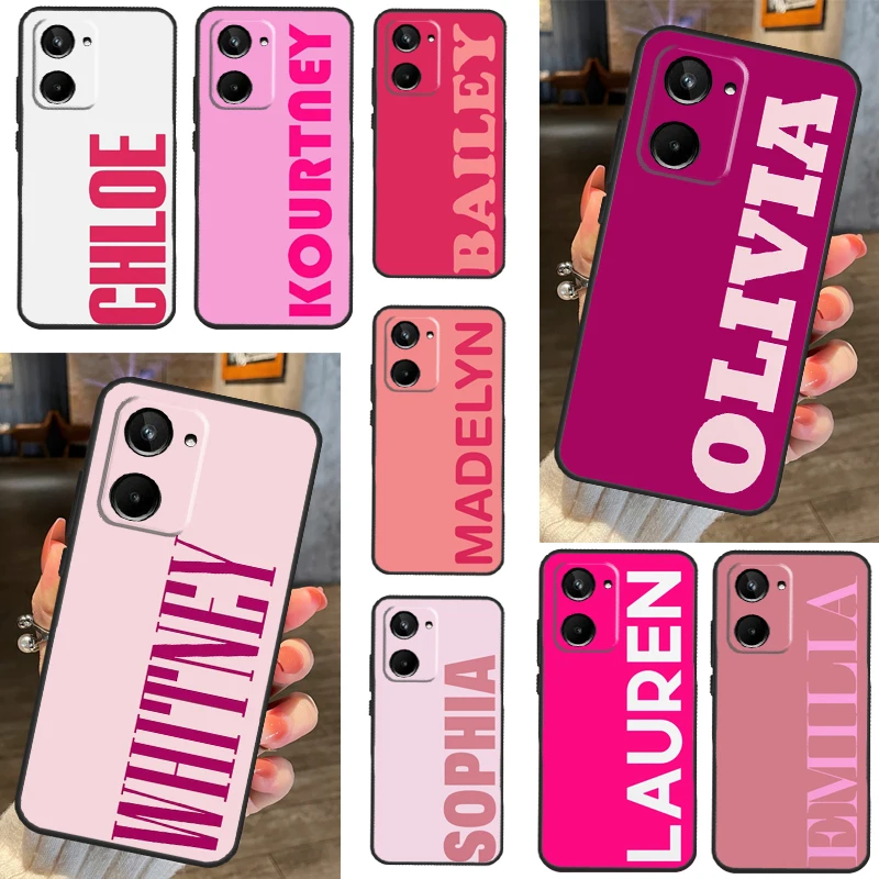 Pink Personalized Custom Name Monogram For Realme 10 8 9 Pro Plus C11 C15 C30 C31 C33 C35 C55 C21Y C25Y GT Neo 5 2 3 3T GT3 Case