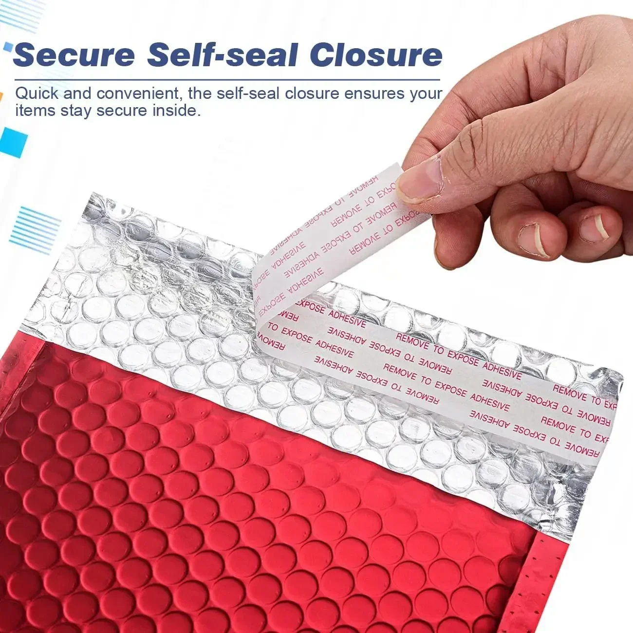 Holographic Bubble Mailer Red 50Pcs Mailing Envelope Waterproof Courier Bag Padded Bubble Envelopes Pack Bag for Shipping