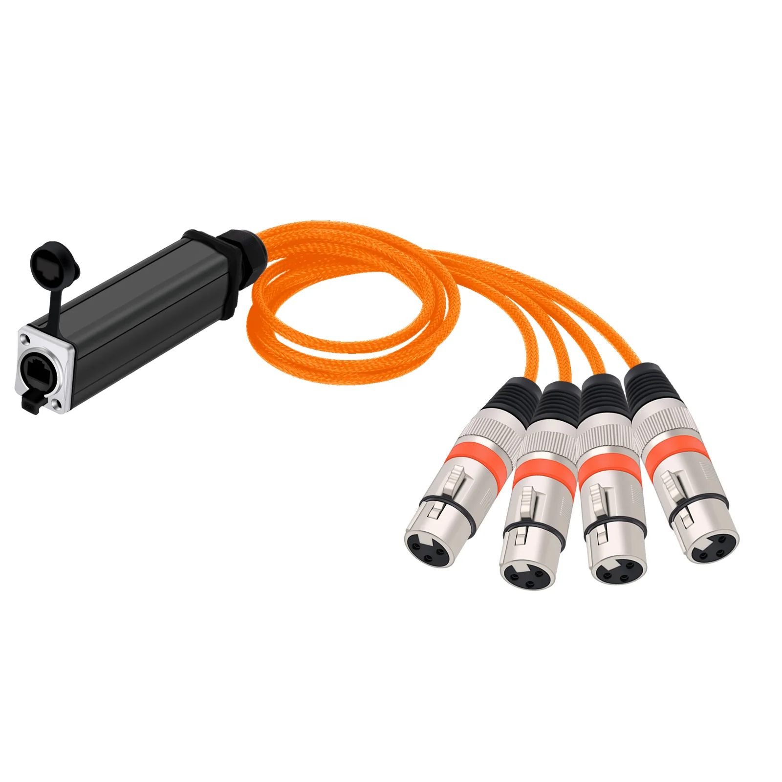 Waterproof RJ45 CAT5 Female Network Converter to 4 Channel 3Pins XLR Male/Female Connector Cable Audio Adapter Signal Extender