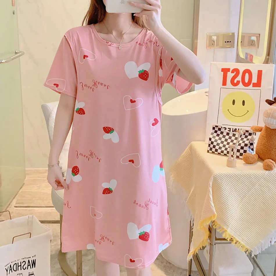 Spring Summer Collection Plus Size Nursing Maternity Dress Cute Cartoon Printed Nightgown For Pregnant Women With Touch of Style