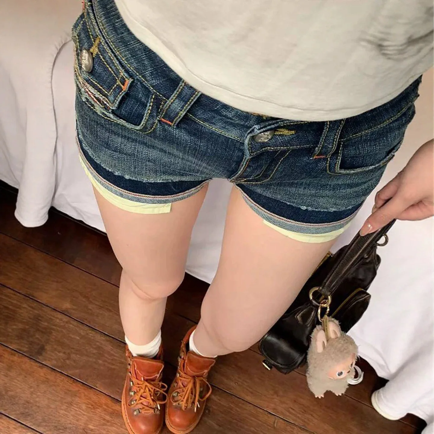 Retro Washed Denim Super Y2k Shorts Women's Summer Spice Girl Slim Hip Elastic Hot Pants