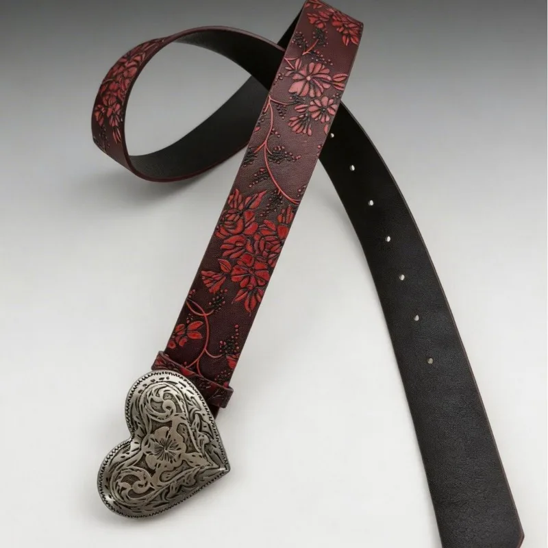 

2026 New Fashion Design American Retro StyleY2k Belt,Love Embossed Belt, Personalized and Versatile Western Style Belt for Women