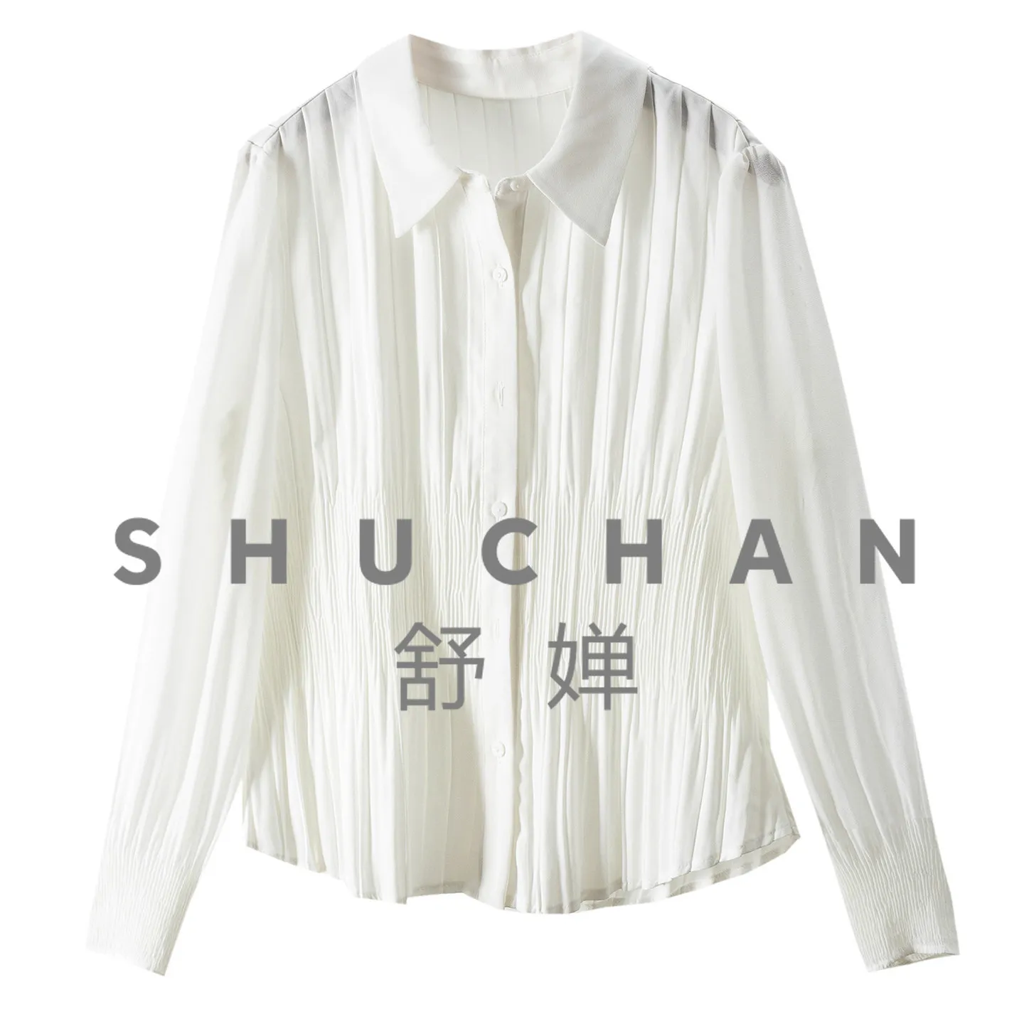 

Женская блузка с плиссированным воротником-стойкой и длинными рукавами 10F4. Бесплатная доставка.