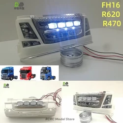 1/14 Toy Truck CNC Metal Grille Light For Tamiya VOLVO FH16 And Scania R620 R470 1/14 RC Tractor Truck DEGREE MODEL DIY Parts