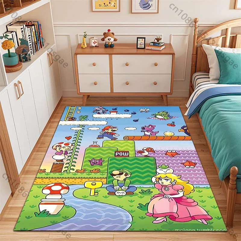 Movie Super Mario Bros Pirnt Carpet Yoga Room Decor Children's Crawling Mat Doormat Living Room Area Rug Games Area Floor Mat