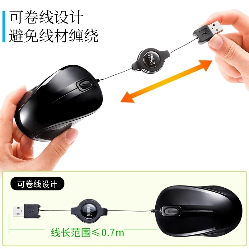 

Японская проводная мышь SANWA, масштабируемый кабель, бесшумная эргономичная мышь, портативная мини-офисная домашняя синяя светодиодная мышь, быстро обнаруживает