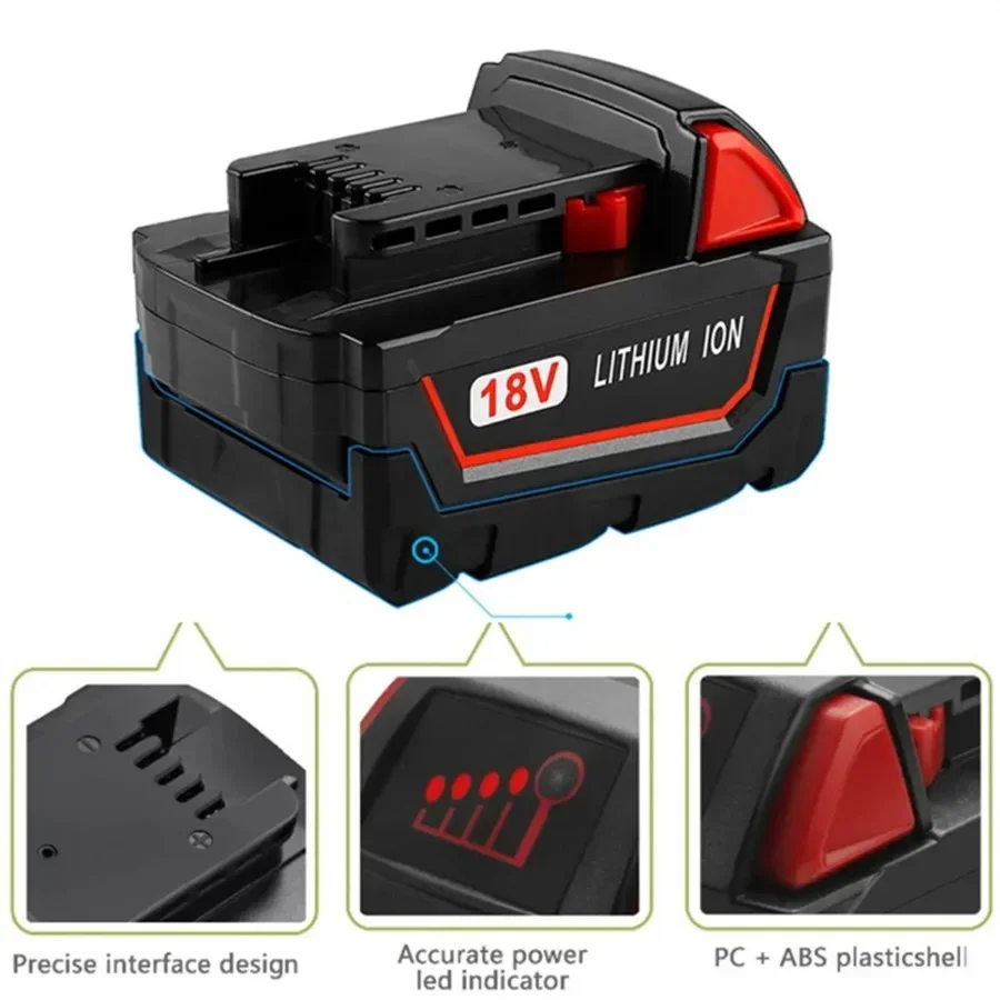 Per batteria per elettroutensili Milwaukee M18, caricabatterie, 18 V 6000 mAh, BR, XC, 18 V, M18B5, 48-11-1860, batteria integrata