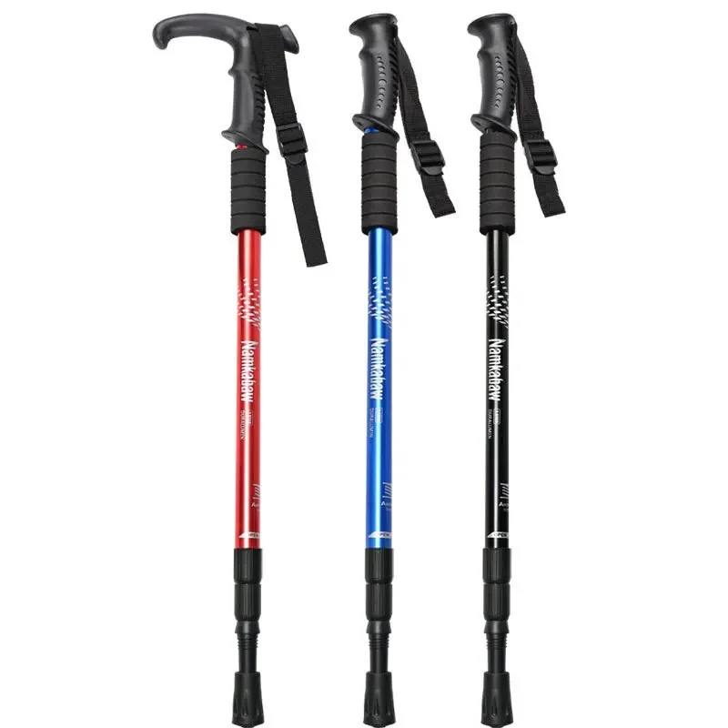 

Aluminium Alloy Outdoor Trekking Pole Retractable Climbing Outdoor Crutch Aluminum Trekking Telescopic Alpenstocks