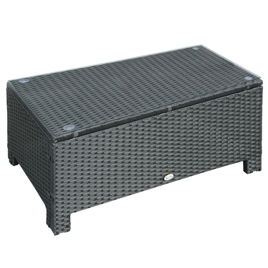 

Large Rattan Coffee Table WeatherResistant Wicker Outdoor Side Table Black