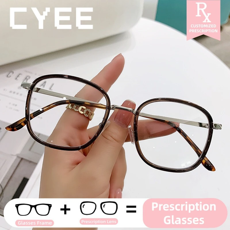 

CYEE Vintage Blue Light Blocking HD Progressive Lens Glasses Photochromic Myopia Eyeglasses Custom Prescription Optical Eyewear