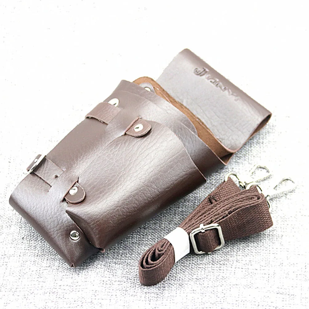

Hairdresser Tool Waist Bag Brown Heavy Duty Scissor Organizer Portable Multi Pocket Utility Pouch for Salon Use