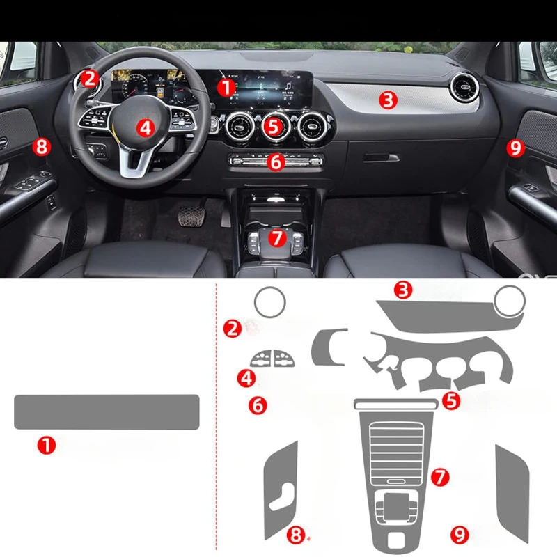 

For Mercedes Benz EQB EQA Accessories interior Thin film transparent TPU Protective Film Anti-Scratch Sticker