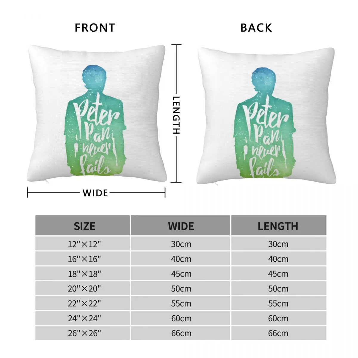 Peter Pan Watercolor Square Pillowcase Polyester Linen Velvet Printed Zip Decor Pillow Case Sofa Cushion Case 18