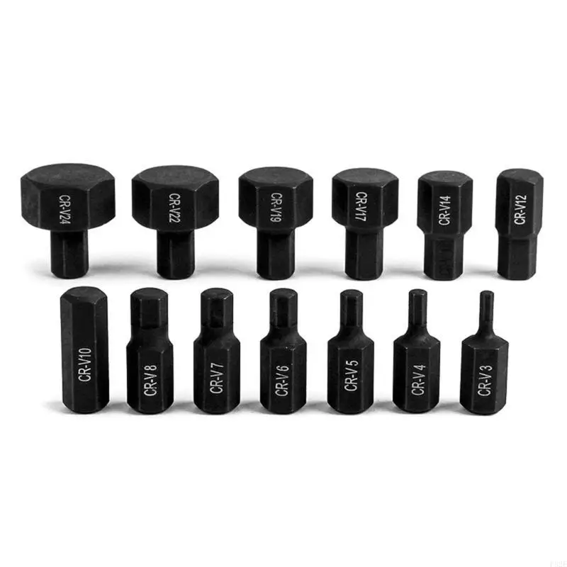 P82E 14 pièces pouce Drive Low Profile Import Driver Set, 3-24 mm Impact Bit Socket