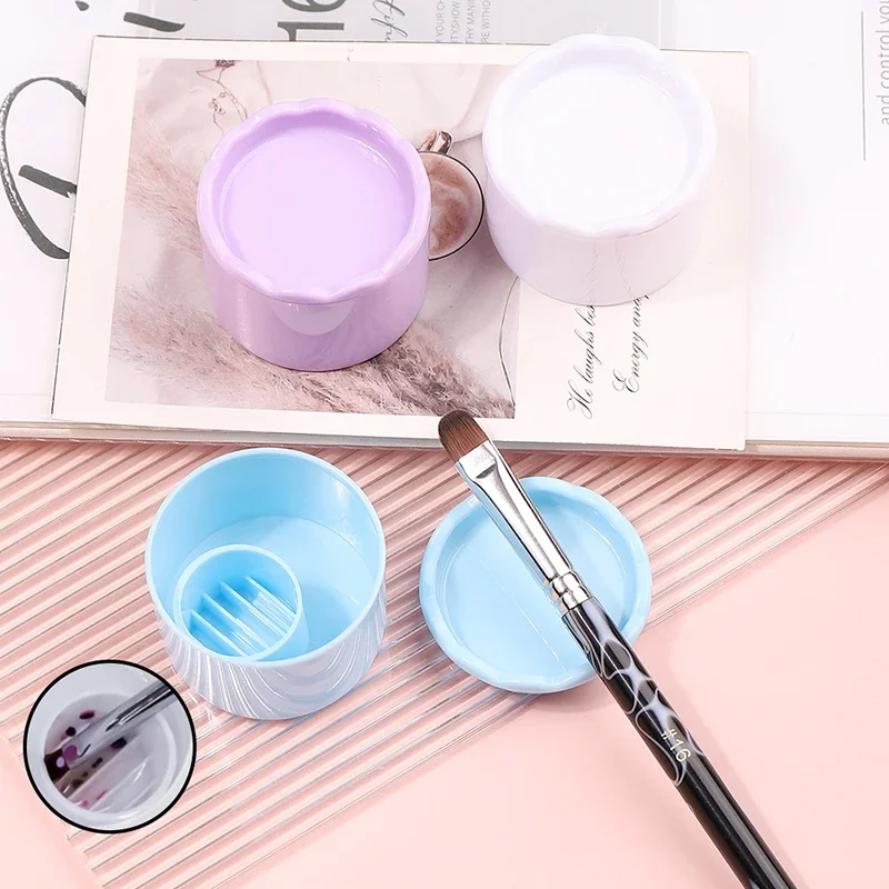 Nail Art Sequin Brush Cleaning Cup With Lid Washing UV Pen Brush Holder Easy Cleaning Mesh Layered Layers Washer