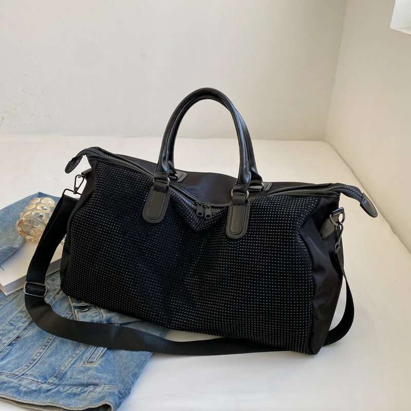 Tiptoegirls-Bolso de viaje con diamantes de imitación para mujer, bolsa de gran capacidad, Unisex, al aire libre para viaje, de nailon, plegable