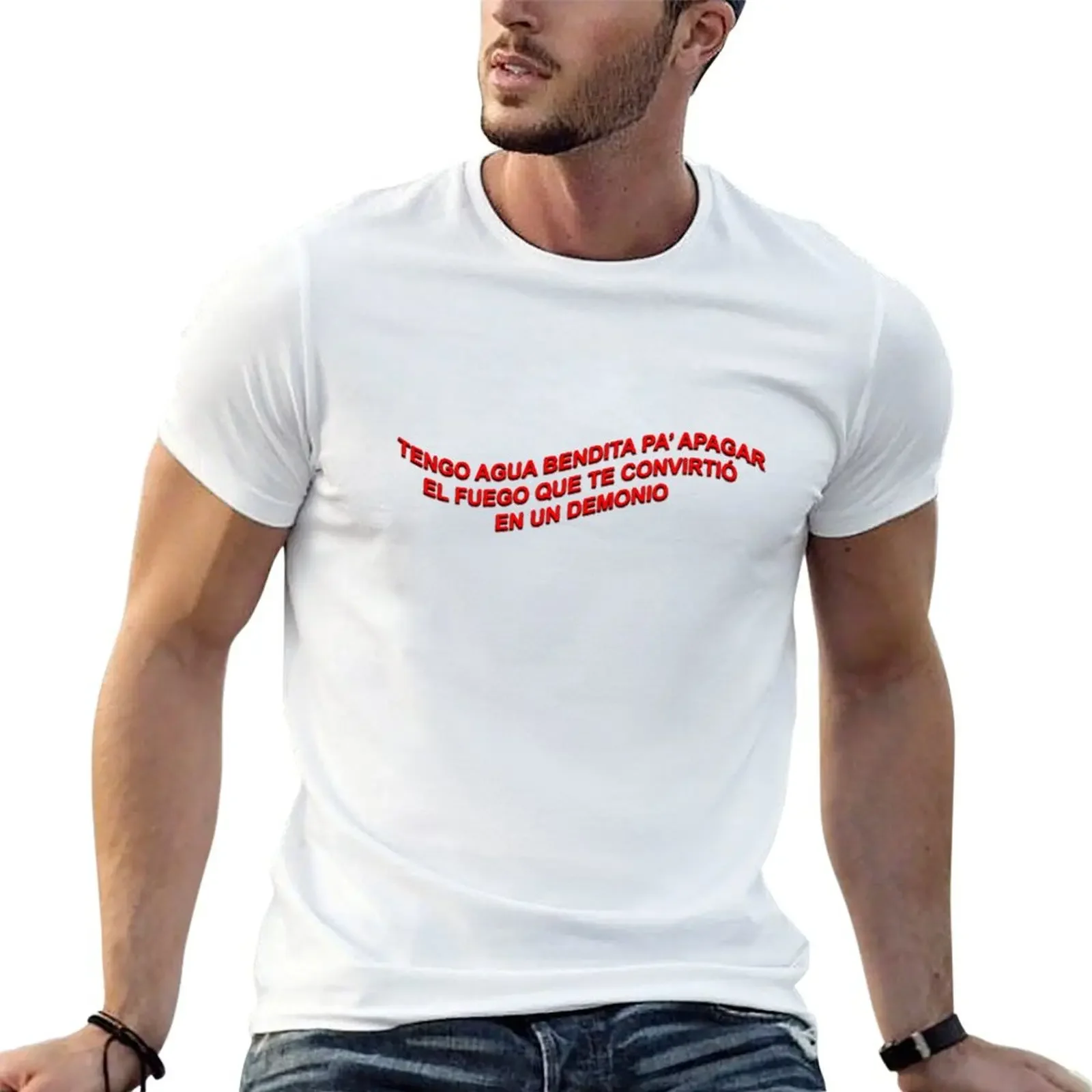 Tengo el agua bendita pa'ti T-Shirt man clothes Short sleeve tee t shirts for men cotton