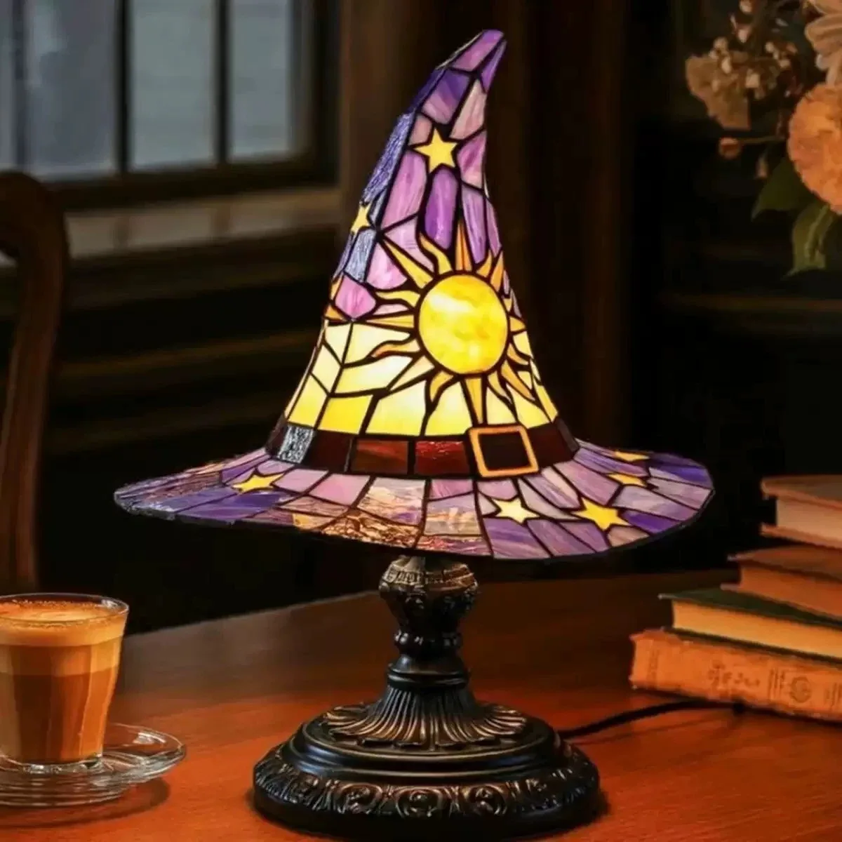 

Witch hat table lamp ornament magic light usb plug led light ornament