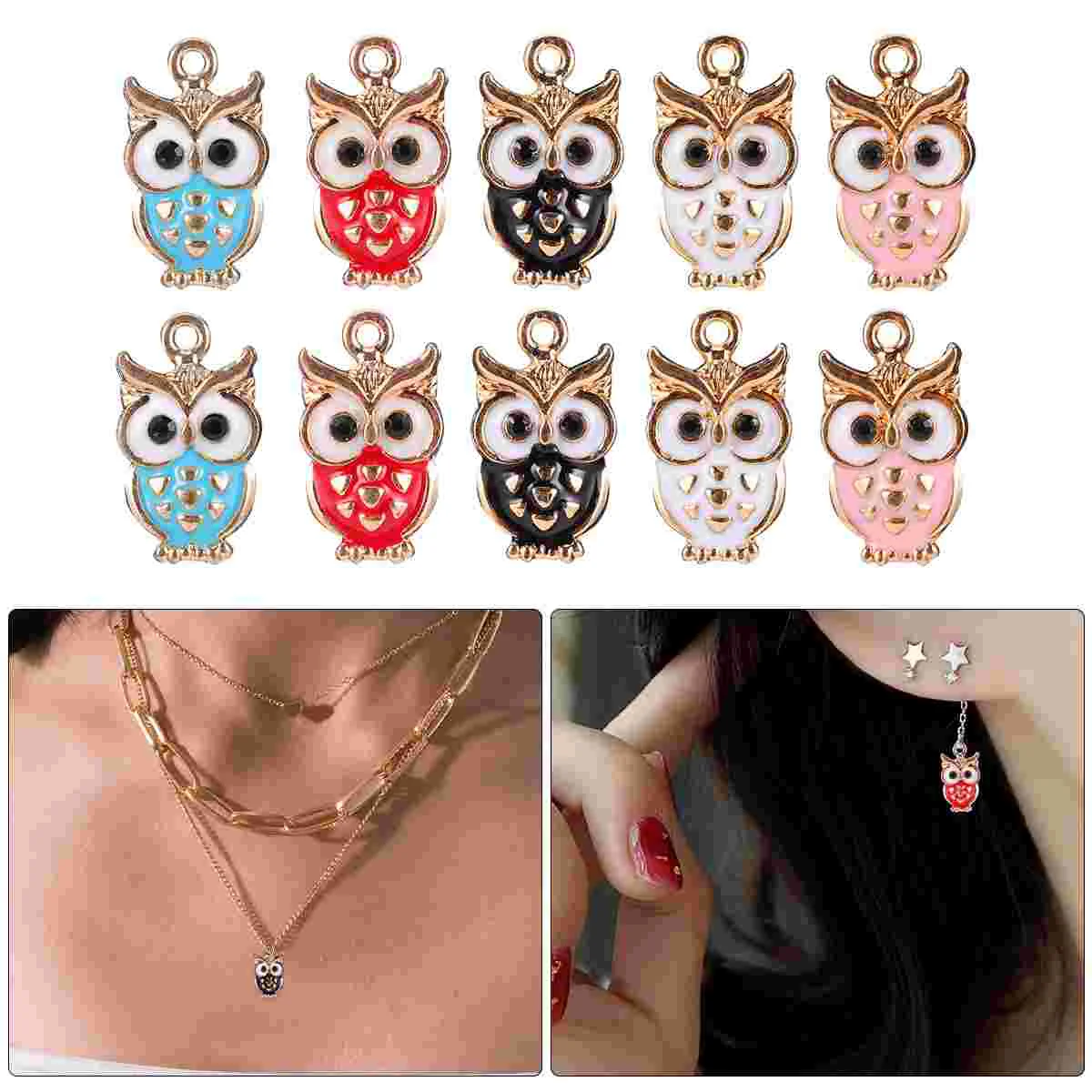 

50 Pcs Owl Oil Drip Pendant Charm Enamel Charms for Jewelry Making Accessories Earrings Alloy DIY Child