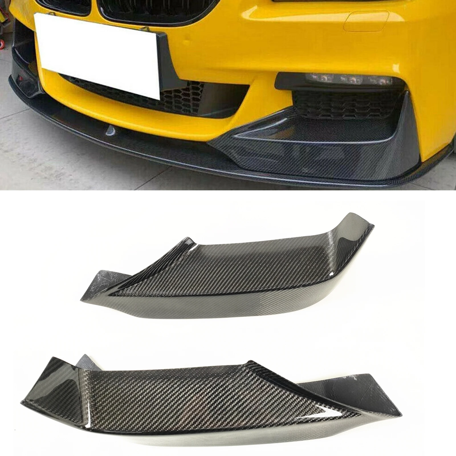 2PCS Carbon Fiber Front Side Air Vent Cover Bumper Spoiler For BMW 6 Series F06 F12 F13 640i 650i M Sport M Tech 2012-2019