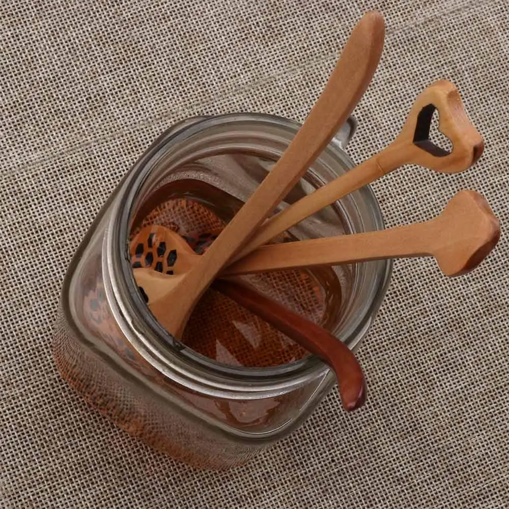 Home Baking Long Handle Wooden Handmade Drizzler Stirrer Spoon Honey Dipper Mixing Stick