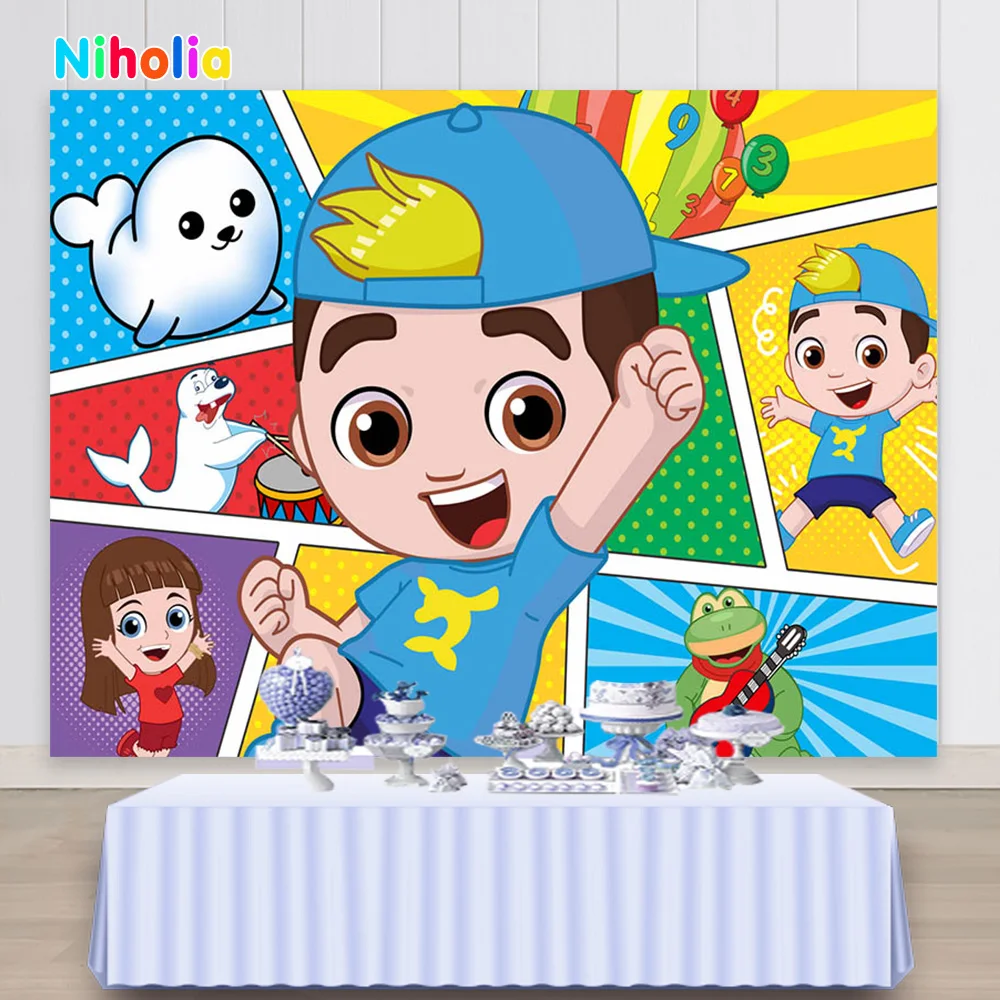 NIHOLIA Luccas Neto Photo Kids Birthday Party Photography Background Cartoon Boy Custom Vinyl Decor Banner Props