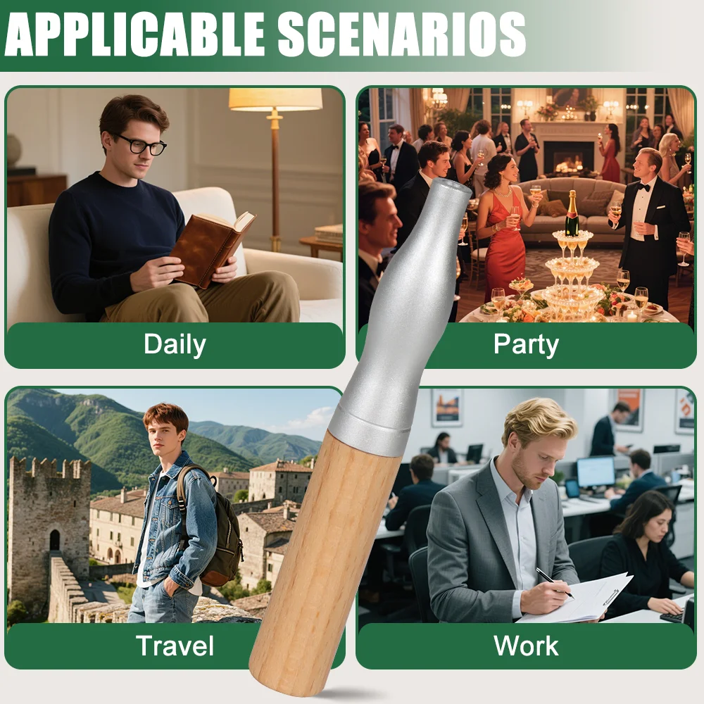 Personalized Füm Inhaler with Custom Name Logo Nicotine-Free Smokeless Aromatherapy Stick Wooden Quit Smoking Tool for Home Offi