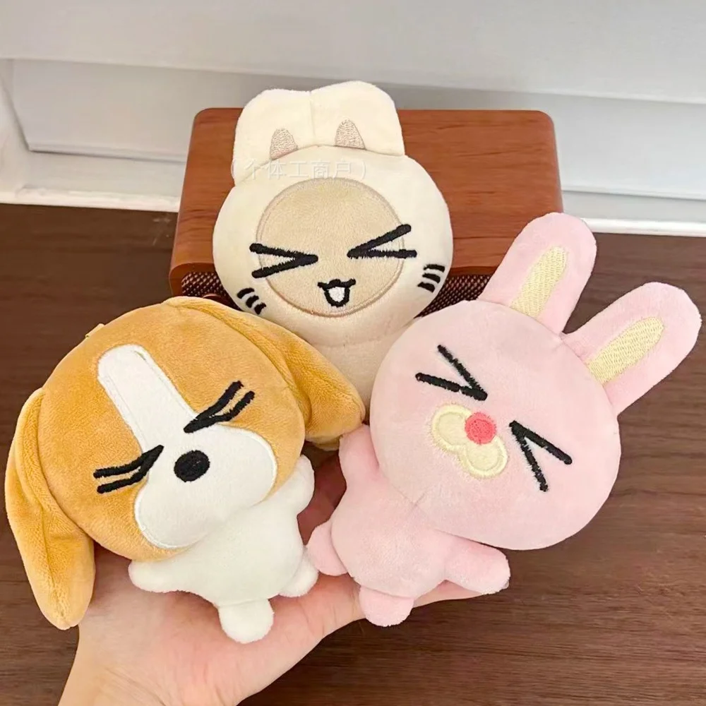 Kawaii Siam Lip Plush Keychain Anime Cat Dog Rabbit Stuffed Doll Toy Backpack Bag Charm Pendant Keyring Birthday Gift