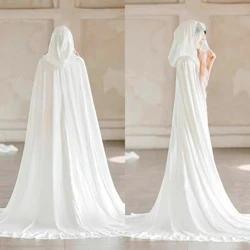 Lace edge Long Boho Wedding Cape Hood Cloaks Gothic Punk Party Costumes Floor Length Bridal Shawls