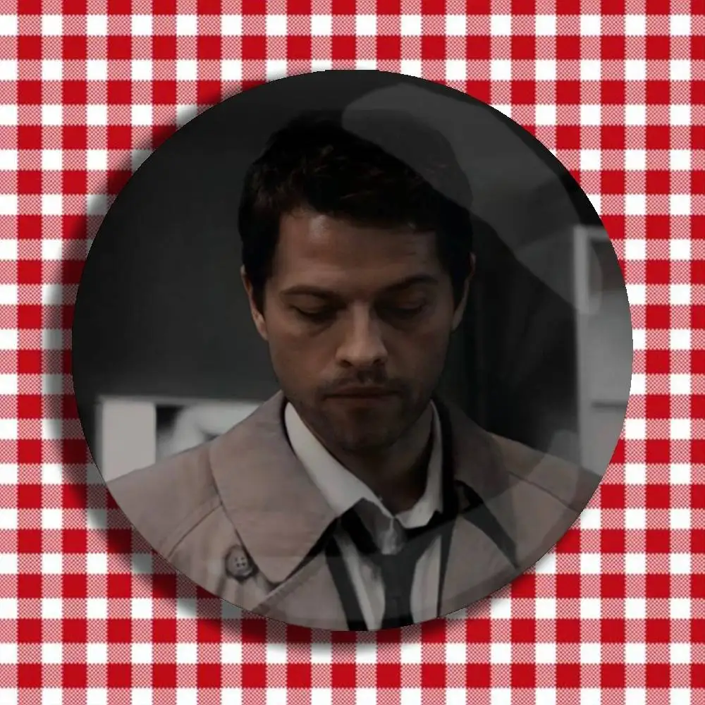 Misha Collins Supernatural Castiel Laser Badge Creative Pins Brooch for Bag Clothes Hat Decor Gifts Fans Collect