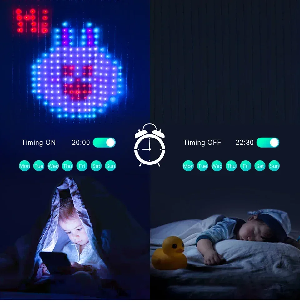 Luci per tende a LED intelligenti App Bluetooth USB LED String RGB Lucine Immagine fai da te Testo Display a LED Decorazione per feste di Natale