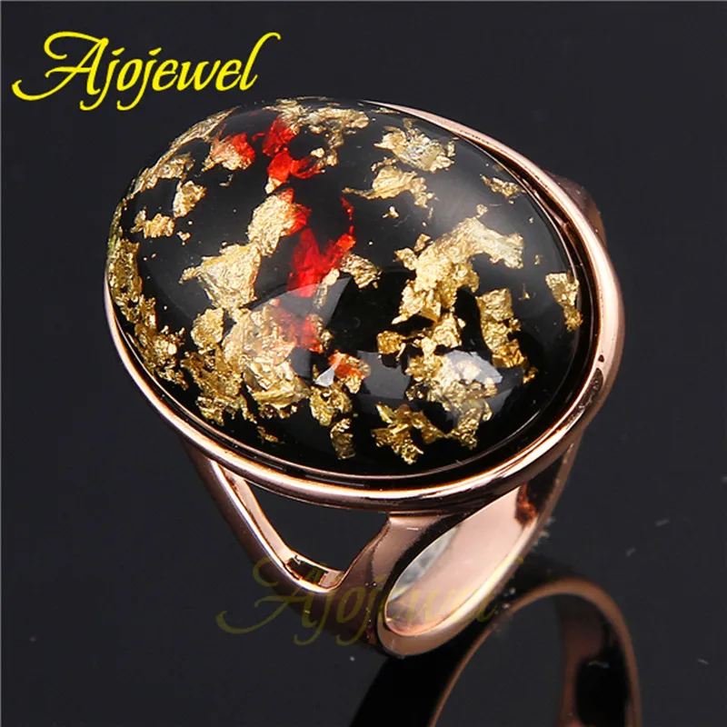 

Ajojewel Rose Gold-color Jewelry Big Finger Ring With Oval Stone Jewelry Fashion Woman Accessories