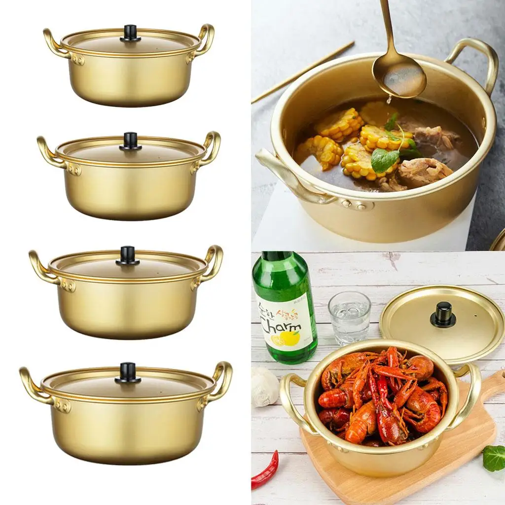 Korea Yellow Aluminum Noodle Pot Hot Pot for Soup Round 14cm/16cm/18cm/20cm